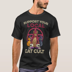 Unterstützen Sie Ihre lokale Katzenkult-Katze Retr T-Shirt