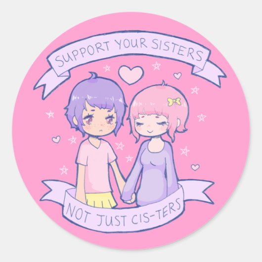 Unterstützen Sie Ihre Schwesternsticker Runder Aufkleber (Vorderseite)