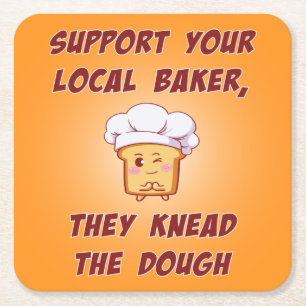 Unterstützen Sie Ihren Bäcker sie kneten den Teig Rechteckiger Pappuntersetzer
