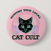 Unterstützen Sie Ihren lokalen Katzenkult - Rosa P Button (Vorderseite)
