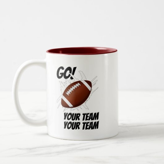 Unterstützen Sie Ihren Touchdown Splash Ihres Fußb Zweifarbige Tasse (Links)