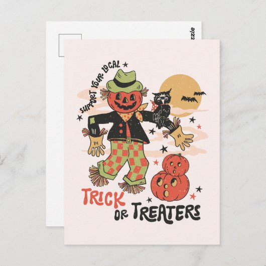 Unterstützen Sie Ihren Trick oder Ihre Behandlung Postkarte (Vorne/Hinten)