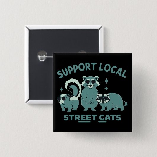 Unterstützen Sie lokale Straßenkatze lustiger Wasc Button (Vorne & Hinten)