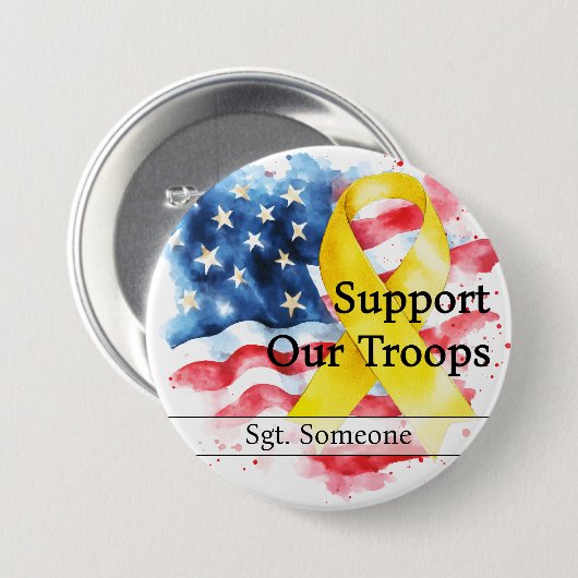 Unterstützen Sie unsere Truppen Gelbes Bewusstsein Button (Vorne & Hinten)
