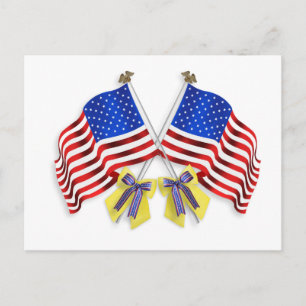 Unterstützen Sie unsere Truppen mit gelben Bändern Postkarte