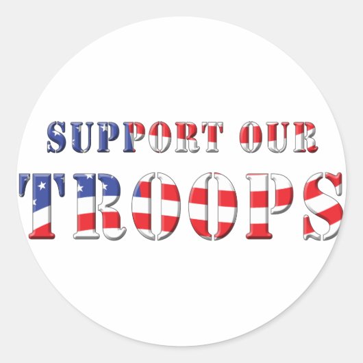 Unterstützen Sie unsere Truppen, Patriotische Farb Runder Aufkleber (Vorderseite)