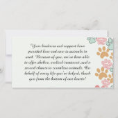 Unterstützer von Pet Rescue Appreciating Dankeskarte (Rückseite)