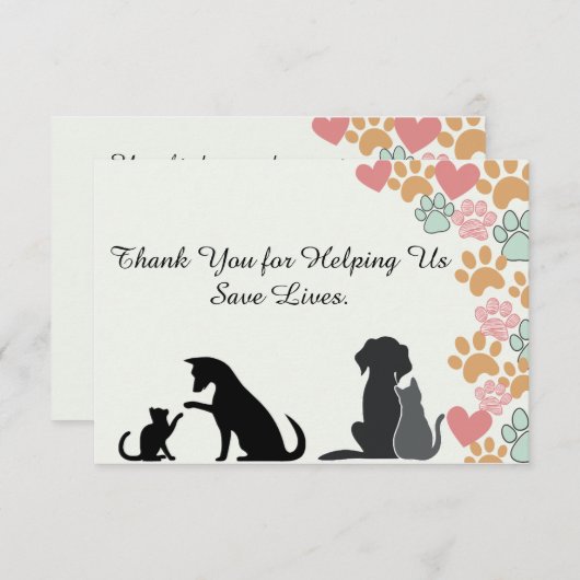 Unterstützer von Pet Rescue Appreciating Dankeskarte (Vorne/Hinten)