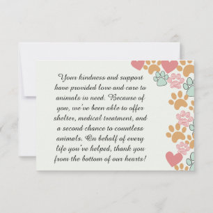Unterstützer von Pet Rescue Appreciating Dankeskarte