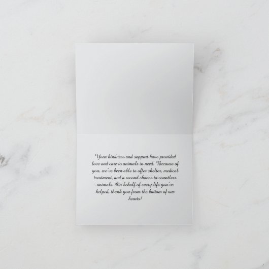 Unterstützer von Pet Rescue Appreciating Dankeskarte (Innenseite)