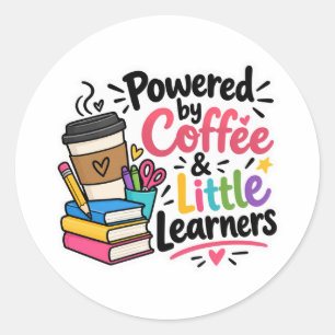 Unterstützt Durch Kaffee Kleine Lerhrer Lehrer Runder Aufkleber