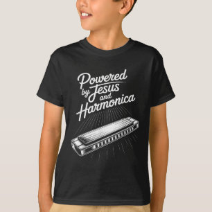 Unterstützt von Jesus und Harmonika Christliche Mu T-Shirt