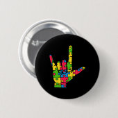 Unterstützung der Autismus-Liebe-Zeichensprache Button (Vorne & Hinten)
