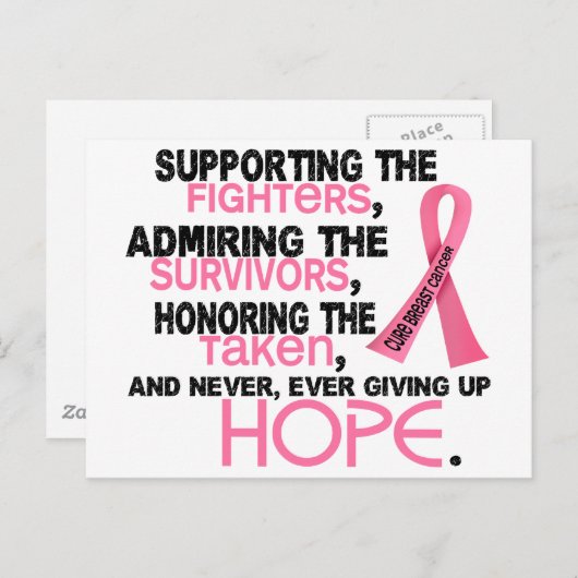 Unterstützung der Bewahrung von 3.2 Brustkrebs Postkarte (Vorne/Hinten)