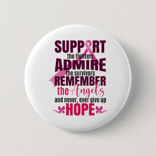 Unterstützung der Brustkrebsbekämpfung Brustkrebs Button (Vorderseite)