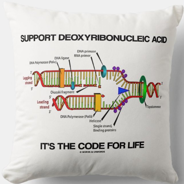 Unterstützung der Desoxyribonukleinsäure Es ist de Kissen (Funny molecular biology throw pillow for anyone who has DNA)