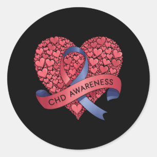 Unterstützung der Familie Chd Awareness Heart Ribb Runder Aufkleber