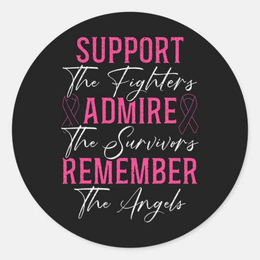 Unterstützung der Kämpfer für das Brustkrebs-Bewus Runder Aufkleber (Vorderseite)