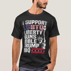 Unterstützung der Lgbtq Liberty Guns Bibel Trump G T-Shirt