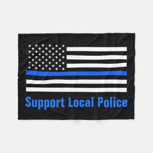 Unterstützung der lokalen Polizei Thin Blue Line Fleecedecke (Vorderseite (Horizontal))
