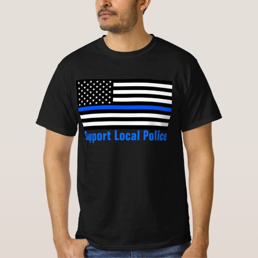 Unterstützung der lokalen Polizei Thin Blue Line T-Shirt (Vorderseite)