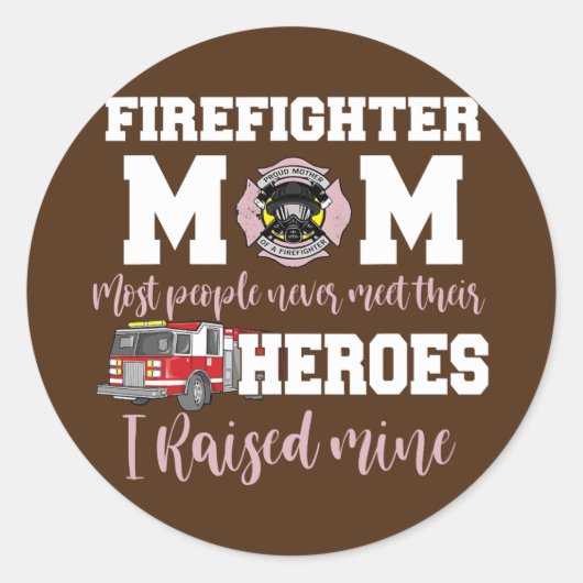 Unterstützung der Mama für den Feuerwehren durch d Runder Aufkleber (Vorderseite)