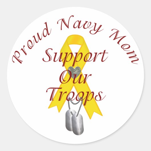 Unterstützung der Mama unserer Truppen (Gelbe Schl Runder Aufkleber (Vorderseite)