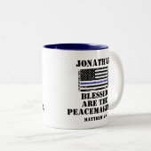 Unterstützung der Polizeibewertung Blaue Linie Sch Zweifarbige Tasse (VorderseiteRechts)
