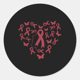 Unterstützung der Sichelzellenweibchen Herz Burgun Runder Aufkleber