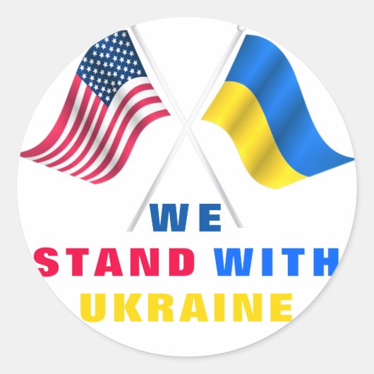 Unterstützung der Ukraine-Aufkleber, die wir mit d Runder Aufkleber (Vorderseite)