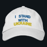 Unterstützung der Ukraine bestickte Baseballkappe<br><div class="desc">Unterstützung der Ukraine bestickte Baseball Caps - Frieden - Ukrainische Flagge - Freiheit - Solidarität - Starke Gemeinsamkeit - Freiheit Sieg ! Sie können auf mehr als 1000 Zazzle Produkte umsteigen ! Wir stehen mit der Ukraine!</div>