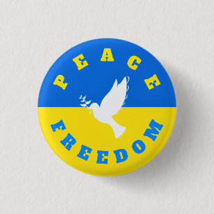 Unterstützung der Ukraine Button Peace Dove Freedo
