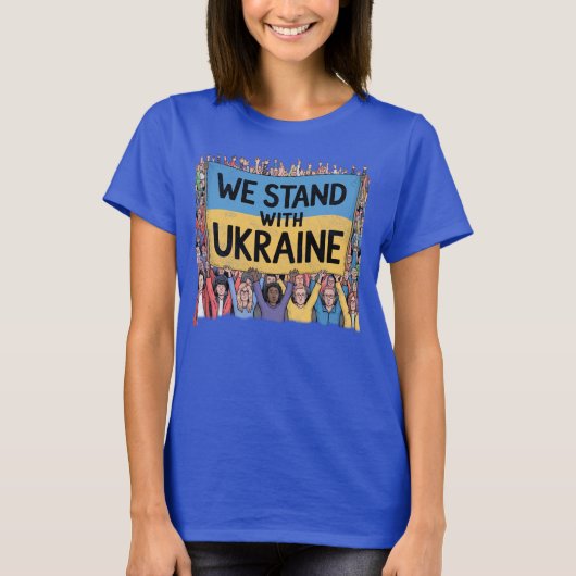 Unterstützung der Ukraine Crowd Design, Einheit un T-Shirt (Vorderseite)