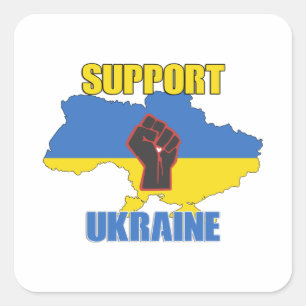 Unterstützung der Ukraine - Frieden und Liebe für  Quadratischer Aufkleber