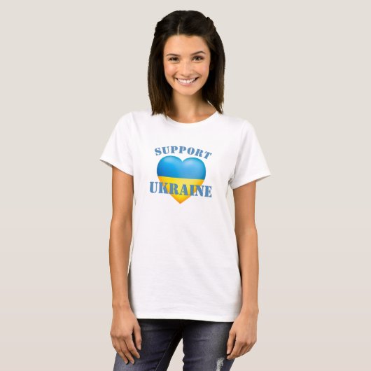 Unterstützung der Ukraine für Gelb und Blau T-Shirt (Vorne ganz)