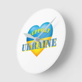 Unterstützung der Ukraine Gelb und Blau Runde Wanduhr (Winkel)