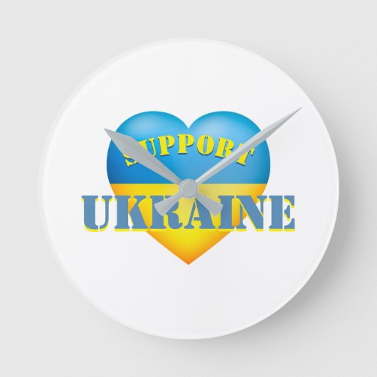 Unterstützung der Ukraine Gelb und Blau Runde Wanduhr (Vorderseite)