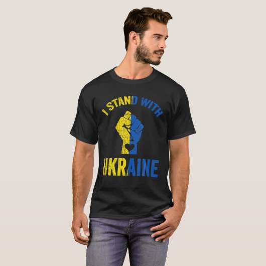 Unterstützung der Ukraine ich stehe mit der Ukrain T-Shirt (Vorne ganz)