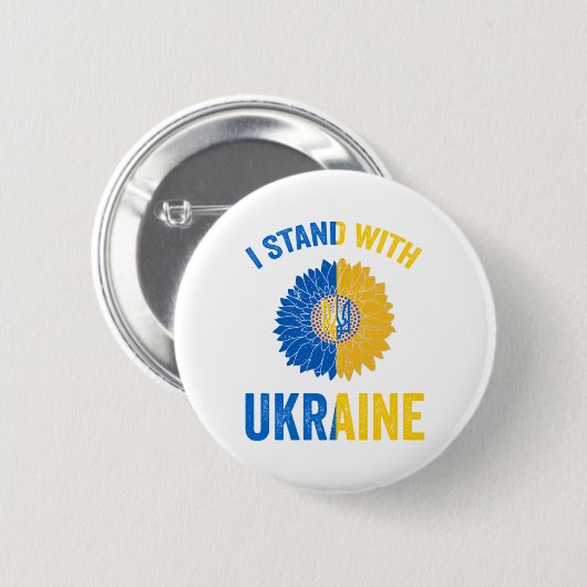 Unterstützung der Ukraine Sonnenblumen ukrainische Button (Vorne & Hinten)