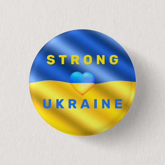Unterstützung der Ukraine - Starke - Flagge - Frei Button (Vorderseite)