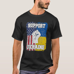 Unterstützung der ukrainischen Flagge Amerikas Fah T-Shirt