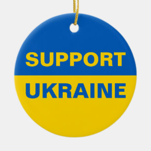 Unterstützung der ukrainischen Flagge Keramik Ornament