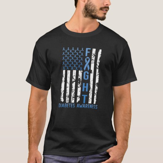 Unterstützung der USA-Flagge Typ 2 Diabetes Typ 1  T-Shirt (Vorderseite)