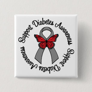Unterstützung des Diabetes-Bewusstseins Butterfly Button