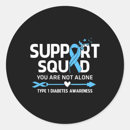 Unterstützung des Kriegers Squad Typ 1 Diabetes Aw Runder Aufkleber (Vorderseite)