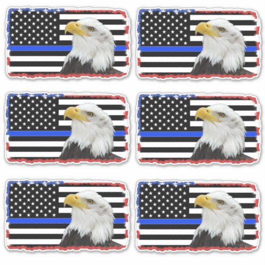Unterstützung des Polizeiadlers auf US-Flagge Aufkleber (Vorderseite)
