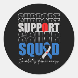 Unterstützung des Squad Blue Ribbon T1d Diabetes A Runder Aufkleber