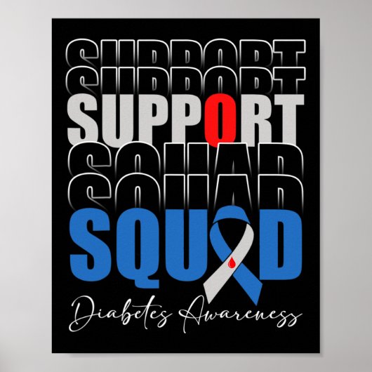 Unterstützung des Squad Blue Ribbon T1D Diabetes B Poster (Vorne)