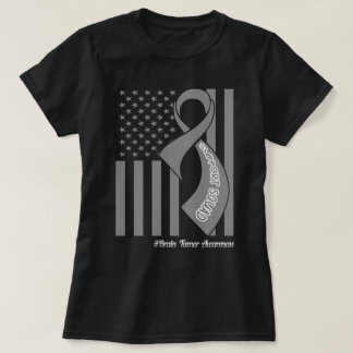 Unterstützung des Squad Brain Tumor US Flag Gray R T-Shirt