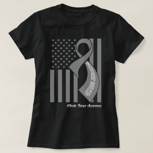 Unterstützung des Squad Brain Tumor US Flag Gray R T-Shirt (Design vorne)
